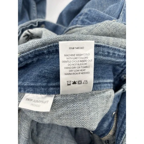 NWOT AMO Skip Denim Jumpsuit Sz S Color Indigo MSRP $398 Cottagecore Momcore - Picture 11 of 16